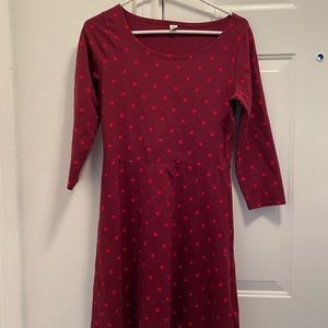 3/4 length sleeve dress with polka dots